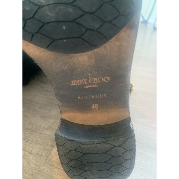 Jimmy Choo Doreen Rugged Leather Knee High Zipper Detail Boots Shoes Black Sz 40 - Picture 7 of 9